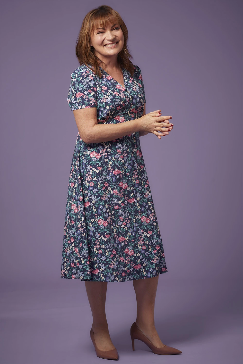 Floral Print Tea Dress With Shirred Shoulder Detail 6 Floral Print Tea Dress With Shirred Shoulder Detail - Image 4