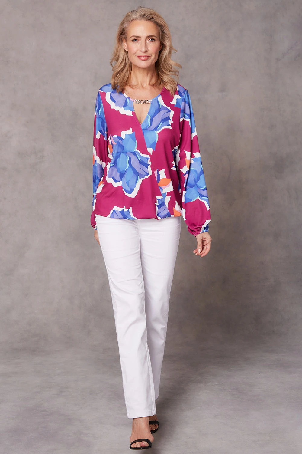 Long Sleeve Abstract Flower Wrap Top 6 Long Sleeve Abstract Flower Wrap Top - Image 4