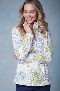 Long Sleeve Floral Print Funnel Neck Sweatshirt