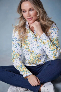 Long Sleeve Floral Print Funnel Neck Sweatshirt -Mod Vanta Sales Store 22 11 15 BonMarche SS23 SHOT027 0257