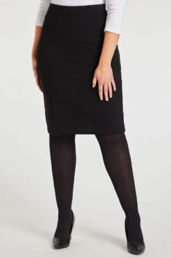 Plain Textured Jersey Pencil Skirt
