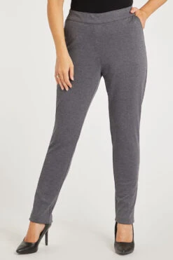 Tapered Leg Plain Ponte Trousers