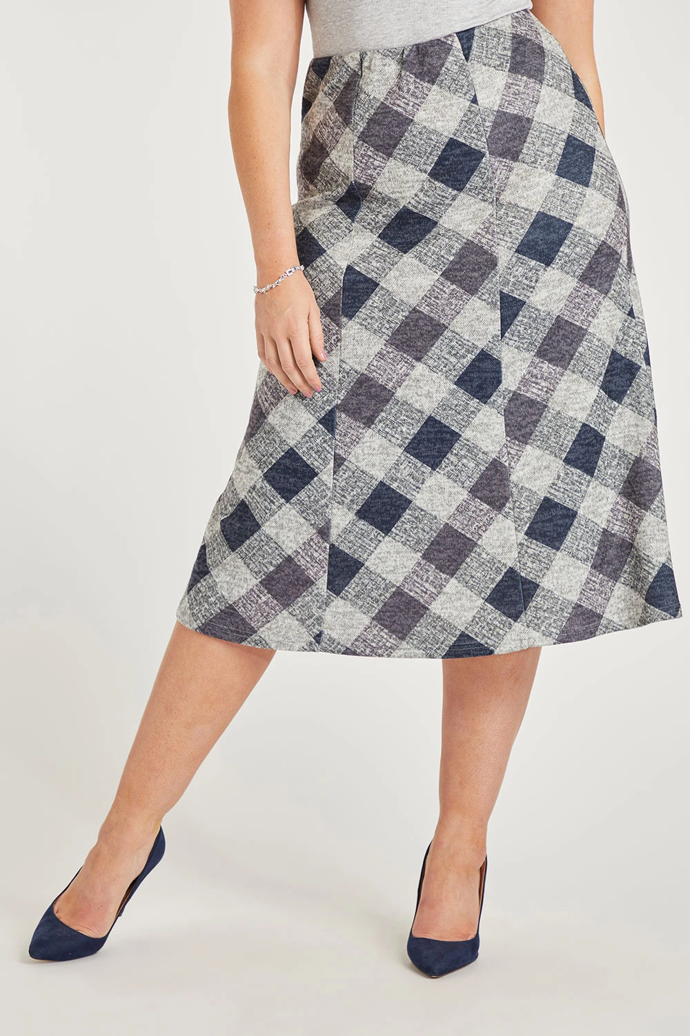 Check Soft Touch Panelled Skirt 3 Check Soft Touch Panelled Skirt