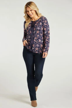 Long Sleeve Lace Detail Floral Top -Mod Vanta Sales Store 900265553 alt1