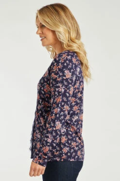 Long Sleeve Lace Detail Floral Top -Mod Vanta Sales Store 900265553 alt4