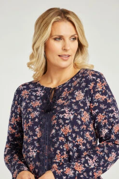 Long Sleeve Lace Detail Floral Top -Mod Vanta Sales Store 900265553 alt6