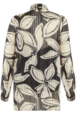 Large Floral Print Longline Chiffon Shirt With Lurex -Mod Vanta Sales Store 900267107 alt2