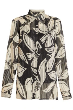 Large Floral Print Longline Chiffon Shirt With Lurex -Mod Vanta Sales Store 900267107 default