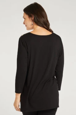 3/4 Sleeve Mixed Dash Woven Front Top -Mod Vanta Sales Store 900267407 alt5