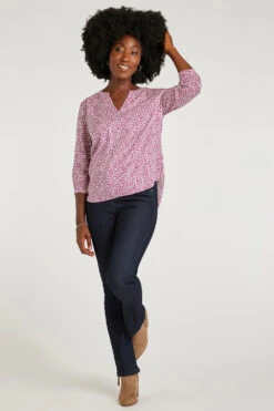 Notch Neck Overhead Ditsy Lurex Stripe Blouse -Mod Vanta Sales Store 900267618 alt1