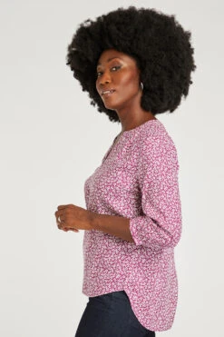 Notch Neck Overhead Ditsy Lurex Stripe Blouse -Mod Vanta Sales Store 900267618 alt4