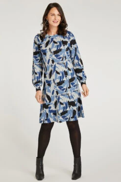 Large Dash Print Soft Touch Swing Dress -Mod Vanta Sales Store 900267933 alt1