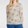3/4 Sleeve Ditsy Patchwork Print Overhead Blouse