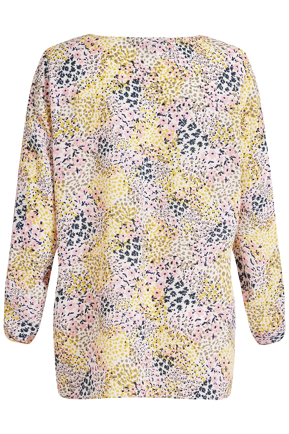 3/4 Sleeve Ditsy Patchwork Print Overhead Blouse 5 3/4 Sleeve Ditsy Patchwork Print Overhead Blouse - Image 3