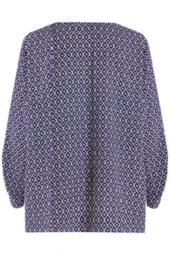 3/4 Sleeve Geo Tile Print Overhead Blouse -Mod Vanta Sales Store 900285953 alt2