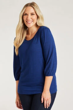 3/4 Sleeve Textured Plain Top