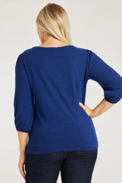 3/4 Sleeve Textured Plain Top -Mod Vanta Sales Store 900286053 alt4