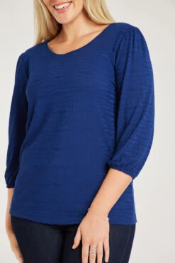 3/4 Sleeve Textured Plain Top -Mod Vanta Sales Store 900286053 alt5