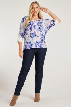 3/4 Sleeve Woven Front Floral Print Top -Mod Vanta Sales Store 900286109 alt1