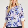 3/4 Sleeve Woven Front Floral Print Top -Mod Vanta Sales Store 900286109 alt3