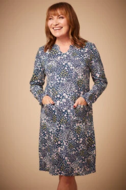 Ditsy Print Notch Neck Dress With Patch Pocket Detail -Mod Vanta Sales Store 9002871203