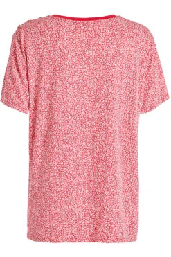 Short Sleeve Button Trim Ditsy Design Top -Mod Vanta Sales Store 900288769 alt2