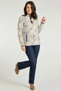 Long Sleeve Ditsy Zip Funnel Top -Mod Vanta Sales Store 900288944 alt1