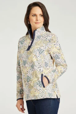 Long Sleeve Ditsy Zip Funnel Top -Mod Vanta Sales Store 900288944 alt4