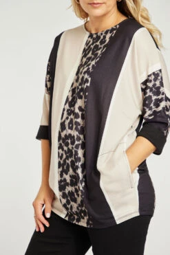 3/4 Sleeve Batwing Animal Patchwork Top -Mod Vanta Sales Store 900289007 alt6