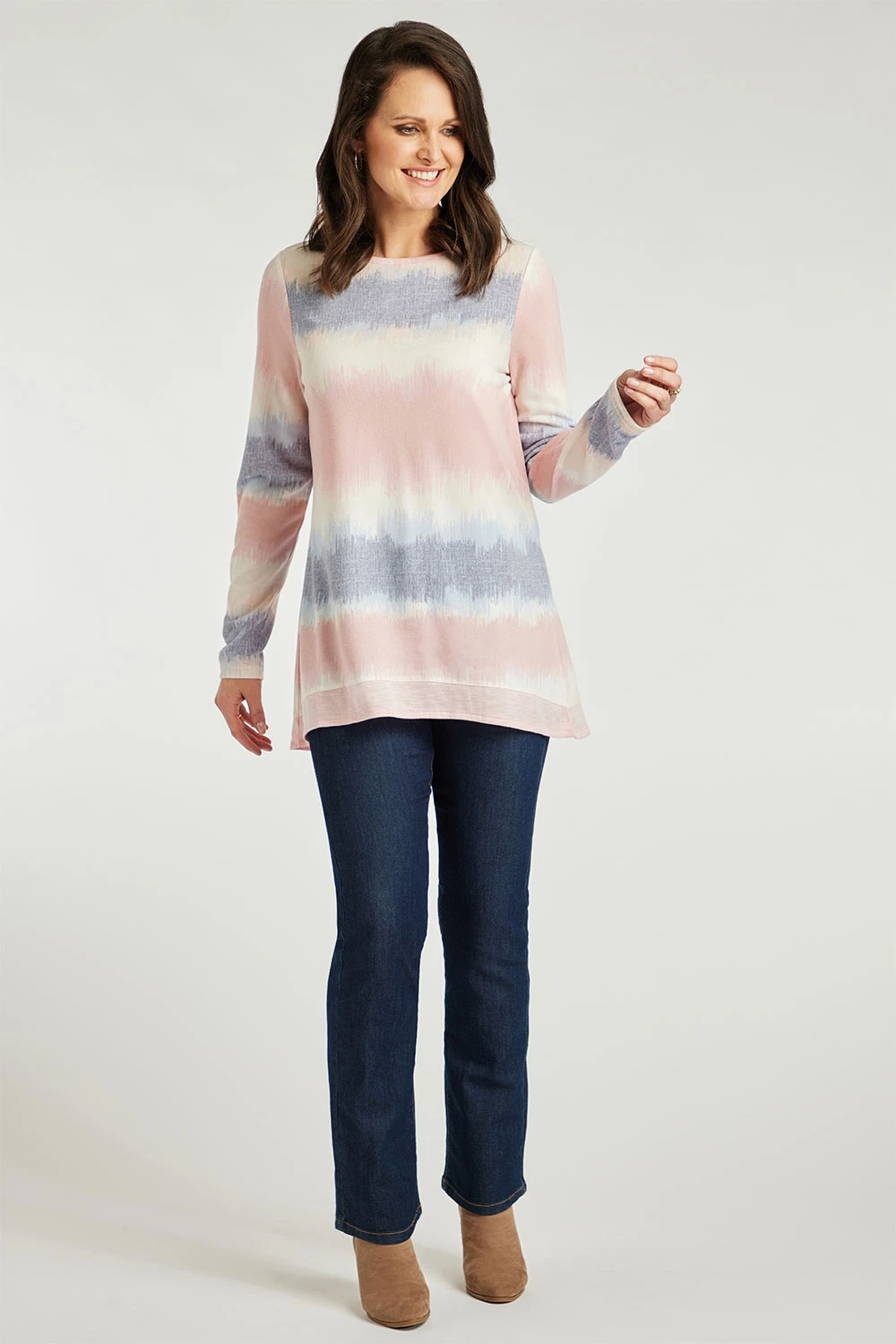 Long Sleeve Striped Soft Touch Tunic 11 Long Sleeve Striped Soft Touch Tunic - Image 9