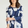 3/4 Sleeve Large Floral Print Soft Touch Tunic 2 3/4 Sleeve Large Floral Print Soft Touch Tunic -Mod Vanta Sales Store 900289253 alt3