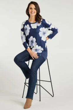 3/4 Sleeve Large Floral Print Soft Touch Tunic 14 3/4 Sleeve Large Floral Print Soft Touch Tunic -Mod Vanta Sales Store 900289253 alt7