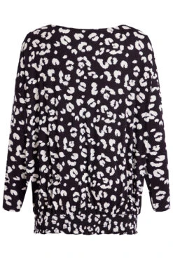 Long Sleeve Shirred Hem Animal Print Batwing Top -Mod Vanta Sales Store 900289507 alt2