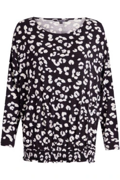 Long Sleeve Shirred Hem Animal Print Batwing Top -Mod Vanta Sales Store 900289507 default