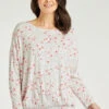 Long Sleeve Shirred Hem Spotty Floral Batwing Top -Mod Vanta Sales Store 900289633 alt3