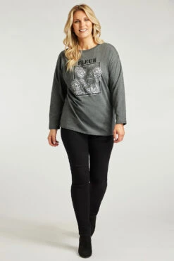 Long Sleeve Fleur Top With Flock And Foil Detail -Mod Vanta Sales Store 900290315 alt1