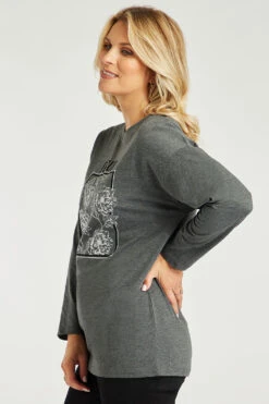 Long Sleeve Fleur Top With Flock And Foil Detail -Mod Vanta Sales Store 900290315 alt4