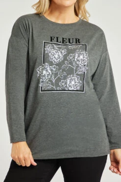 Long Sleeve Fleur Top With Flock And Foil Detail -Mod Vanta Sales Store 900290315 alt6