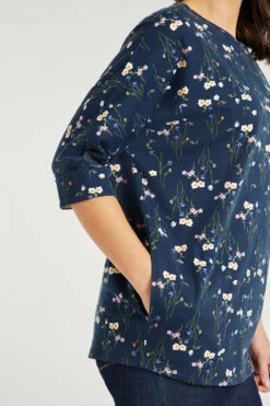 3/4 Sleeve Pressed Floral Batwing Tunic -Mod Vanta Sales Store 900290853 alt6