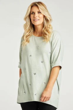 3/4 Sleeve Sequin Star Soft Touch Top