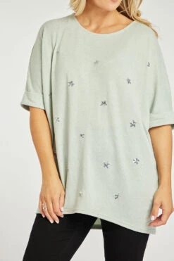 3/4 Sleeve Sequin Star Soft Touch Top -Mod Vanta Sales Store 900290977 alt61