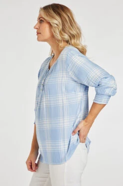 3/4 Sleeve Pintuck Check Shirt -Mod Vanta Sales Store 900291509 alt3