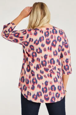 3/4 Sleeve Longline Animal Print Tunic 17 3/4 Sleeve Longline Animal Print Tunic -Mod Vanta Sales Store 900291863 alt4