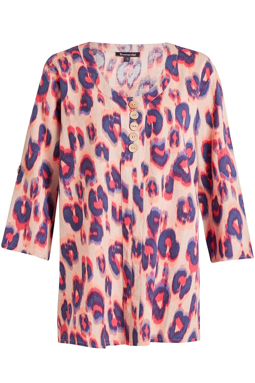 3/4 Sleeve Longline Animal Print Tunic 4 3/4 Sleeve Longline Animal Print Tunic - Image 2