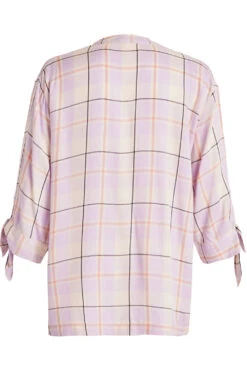 3/4 Sleeve V Neck Inverted Pleat Check Shirt -Mod Vanta Sales Store 900291962 alt2