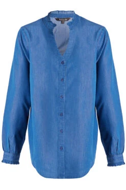 Long Sleeve Denim Frill Collared Shirt -Mod Vanta Sales Store 900292026 default