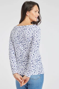 Long Sleeve Mixed Dash Print Top -Mod Vanta Sales Store 900292944 alt3