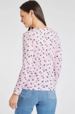 Long Sleeve Dandelion Print Square Neck Top -Mod Vanta Sales Store 900293462 alt3