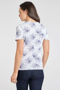 Short Sleeve Linear Fan Print Top -Mod Vanta Sales Store 900293993 alt3