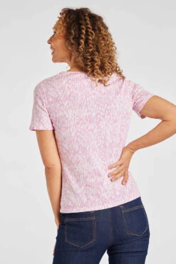 Short Sleeve Tie Dye Animal Print Scoop Neck Top -Mod Vanta Sales Store 900294162 alt41